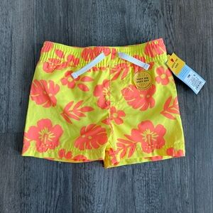 Cat & Jack Yellow Floral Toddler Swim Shorts